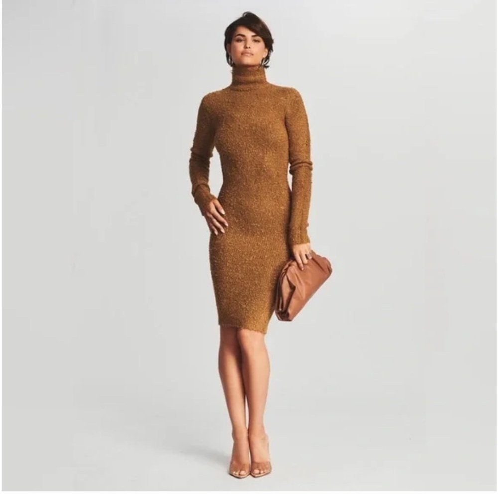 NWT SER.O.YA starling dress turtleneck long sleeve teddy boucle maxi dress